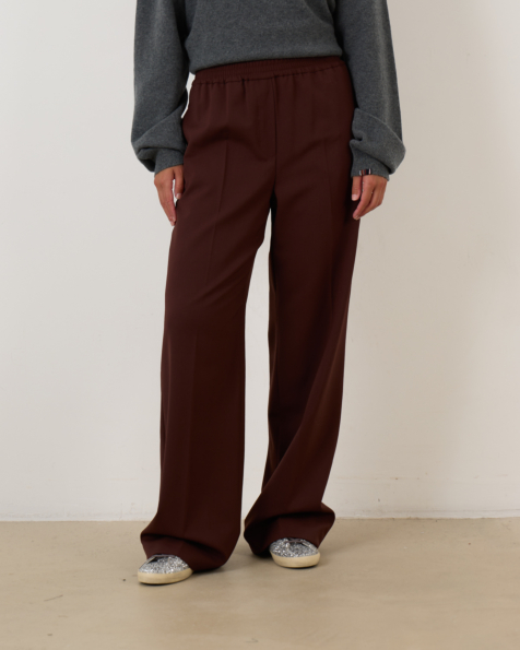 anytime wide leg broek met linnen zwart