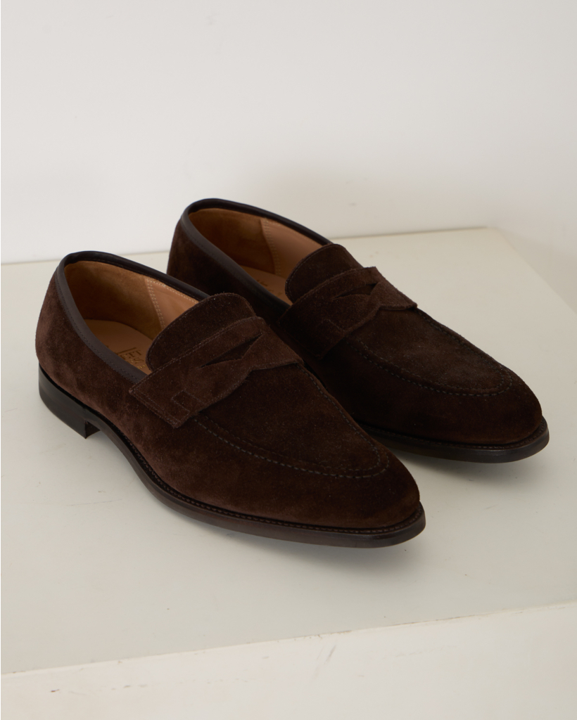 dark brown low-top slip-on shoe