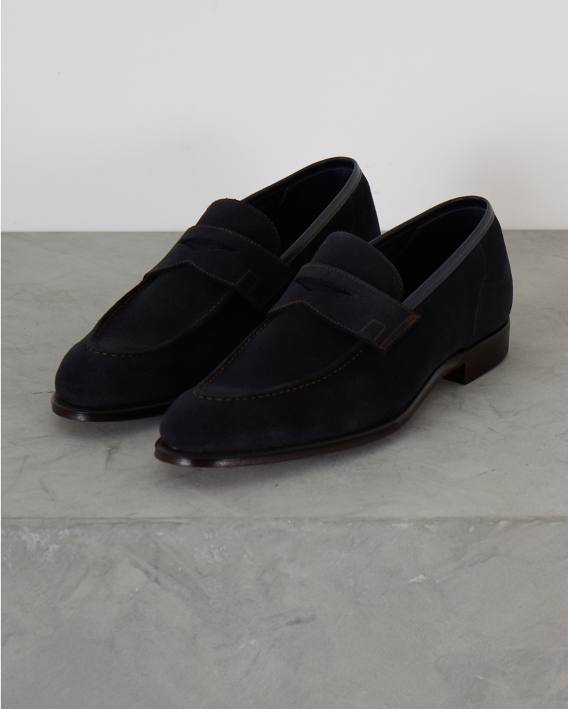Teign Loafer in Dark Blue Suede