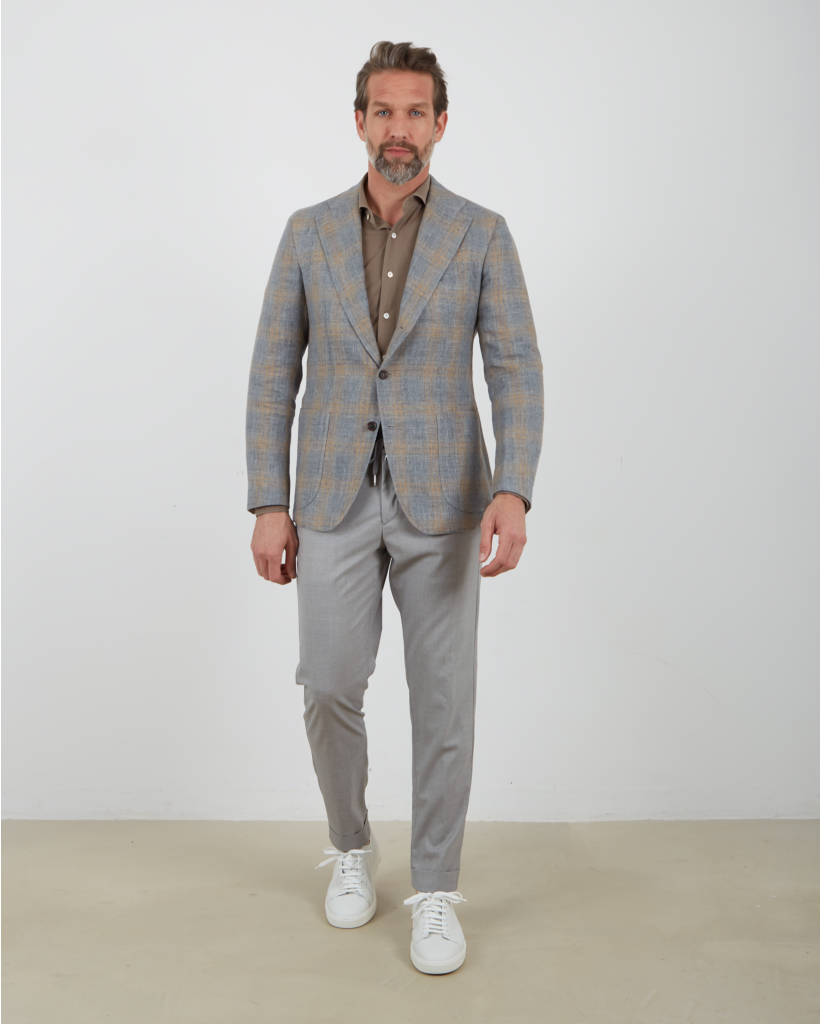 Blazer Single Breasted Gray Camel Check