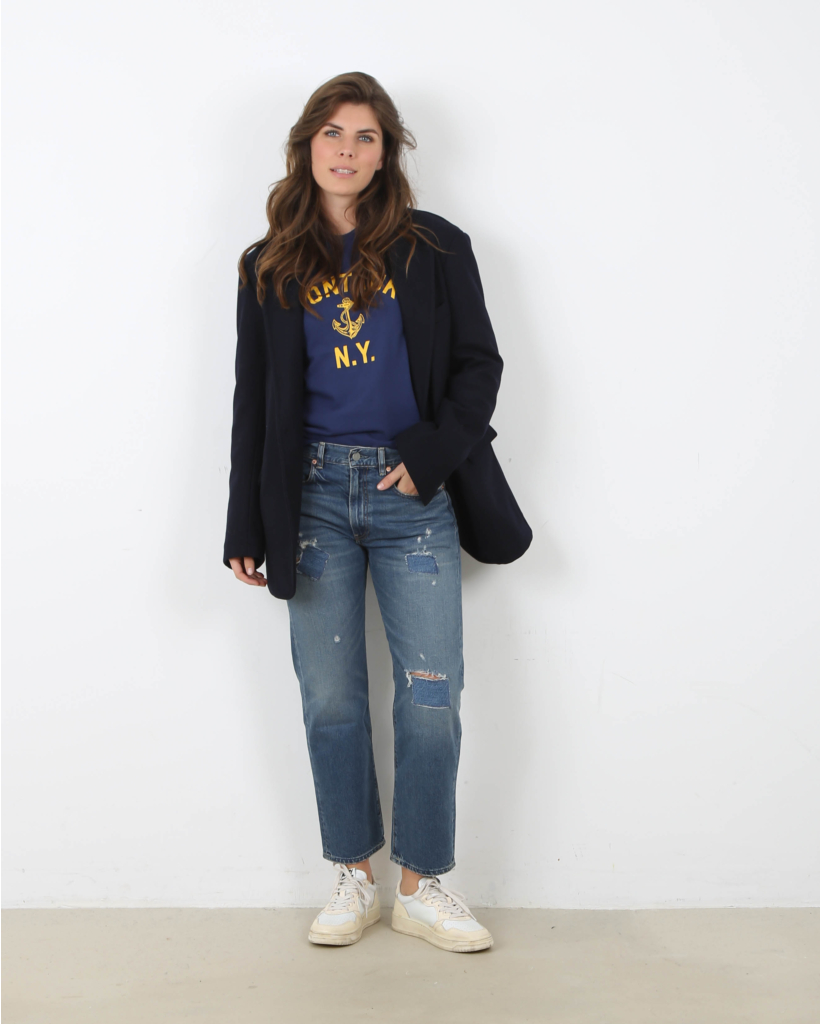 Lucy BF Jeans Burke Repair Patch Blue