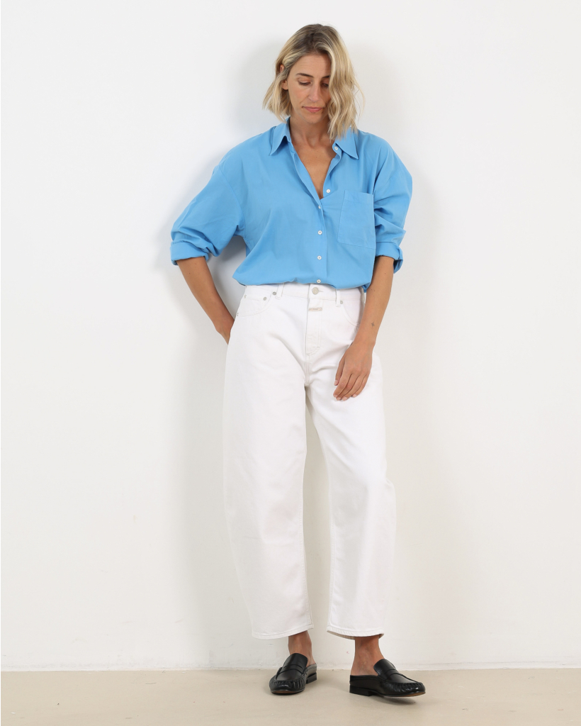 Sydney Cotton Blouse Blue Surf