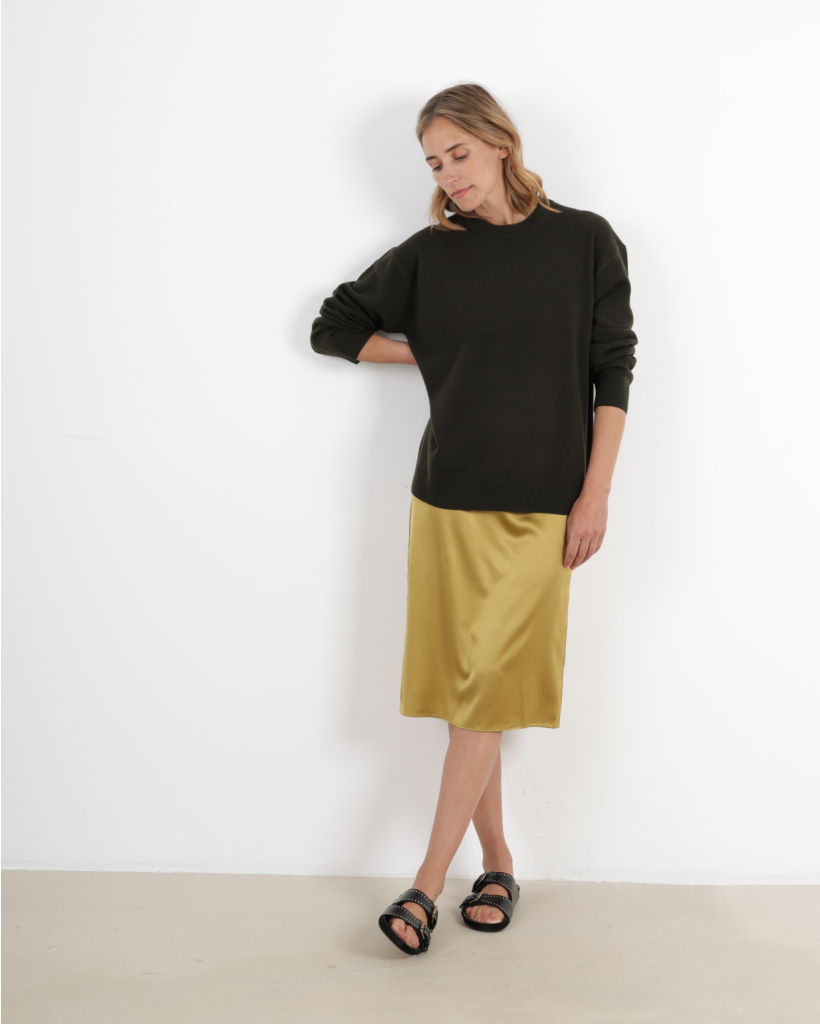 Bias Drawstring Skirt Gold