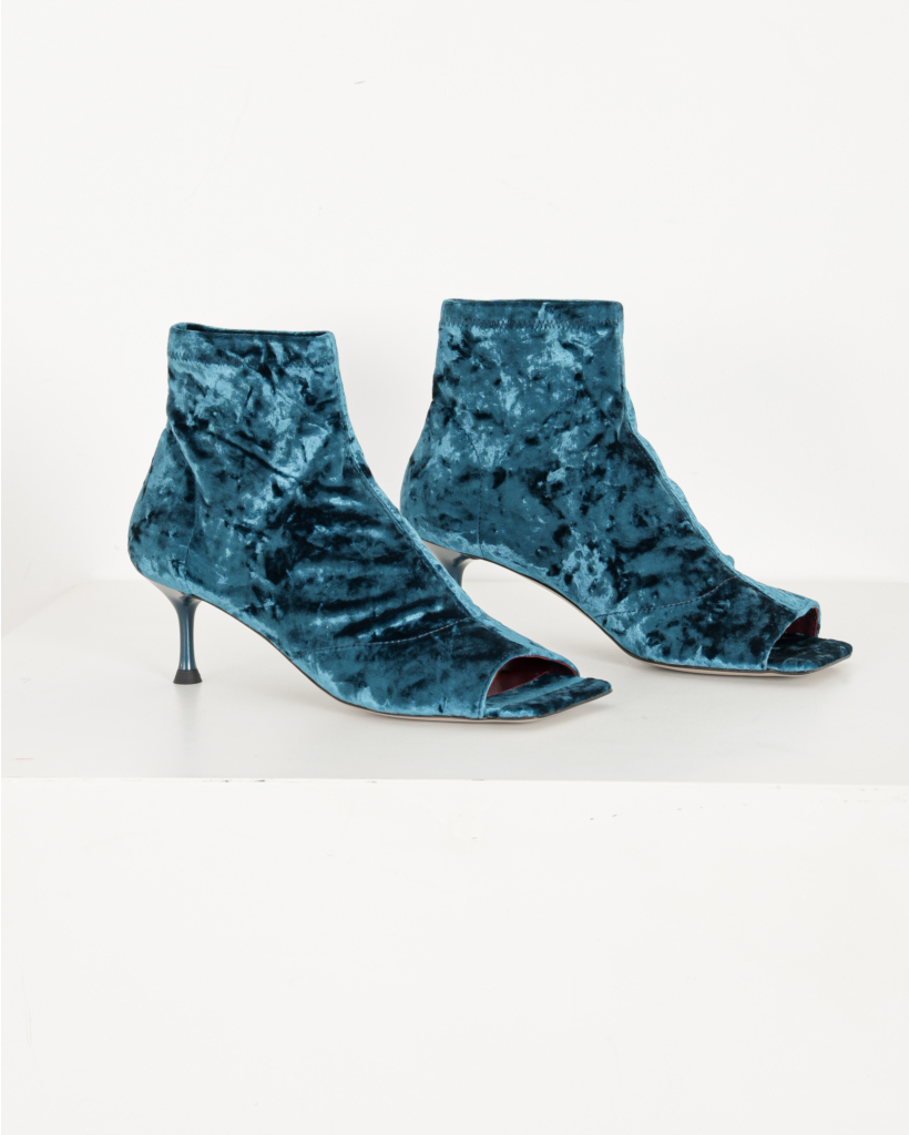 Luz Enkellaarsje Petrol Velours