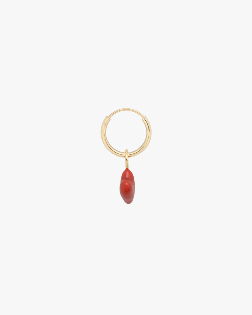 Single Heart Beat Ring Earring Gold Plated