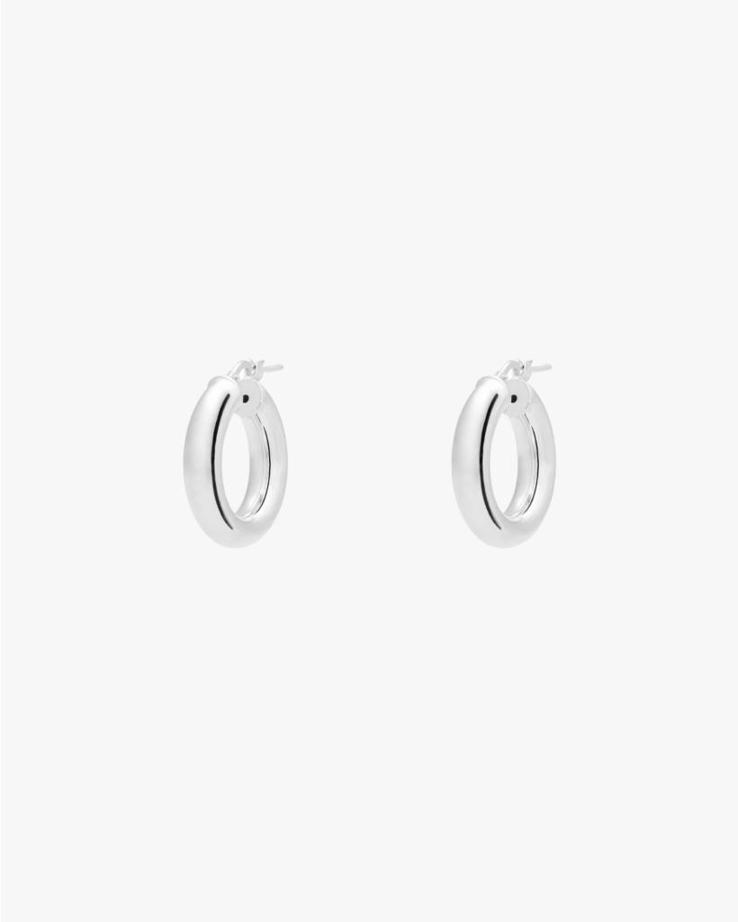 Thick Plain Hoop Earrings (S) Silver