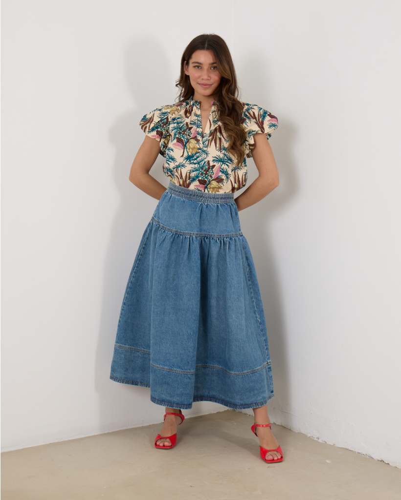 The Astrid Skirt Denim Adriatic Wash