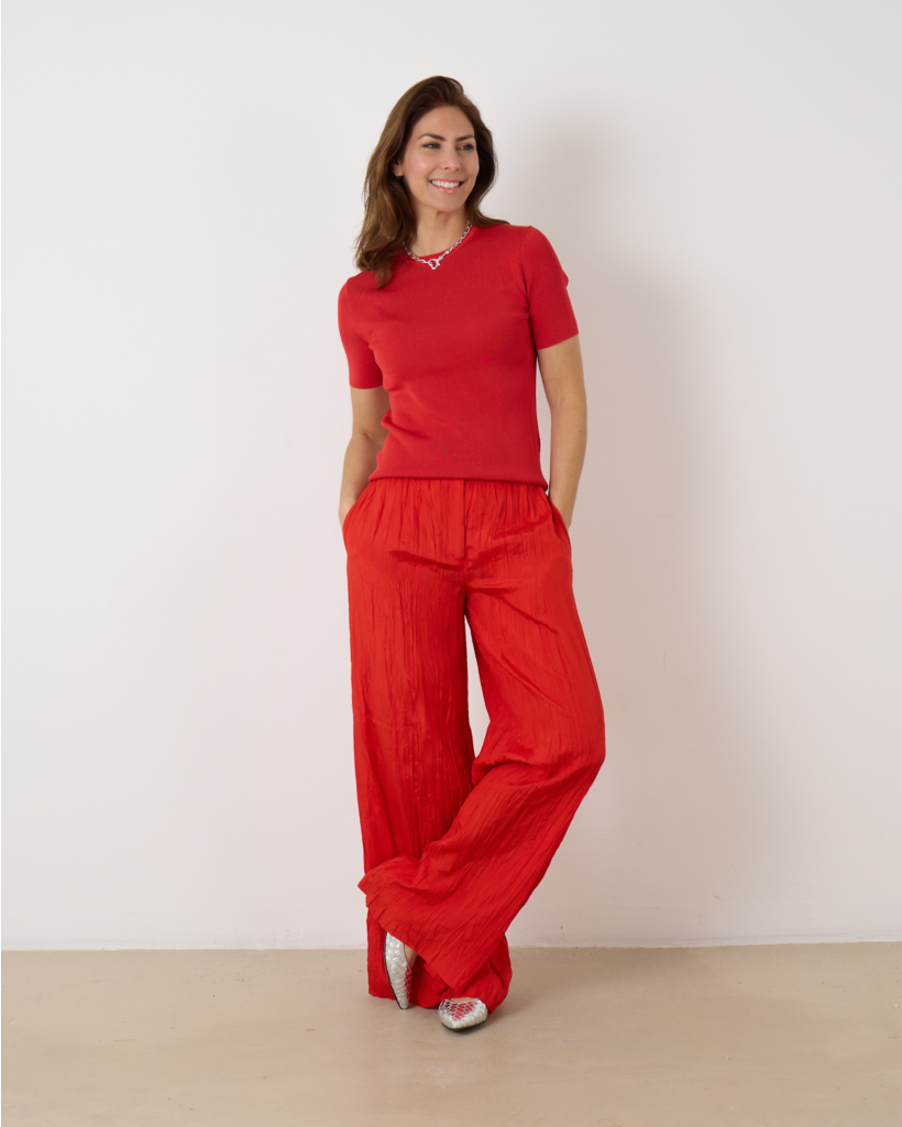 Silk Habotai Thoresby Trousers Crimson