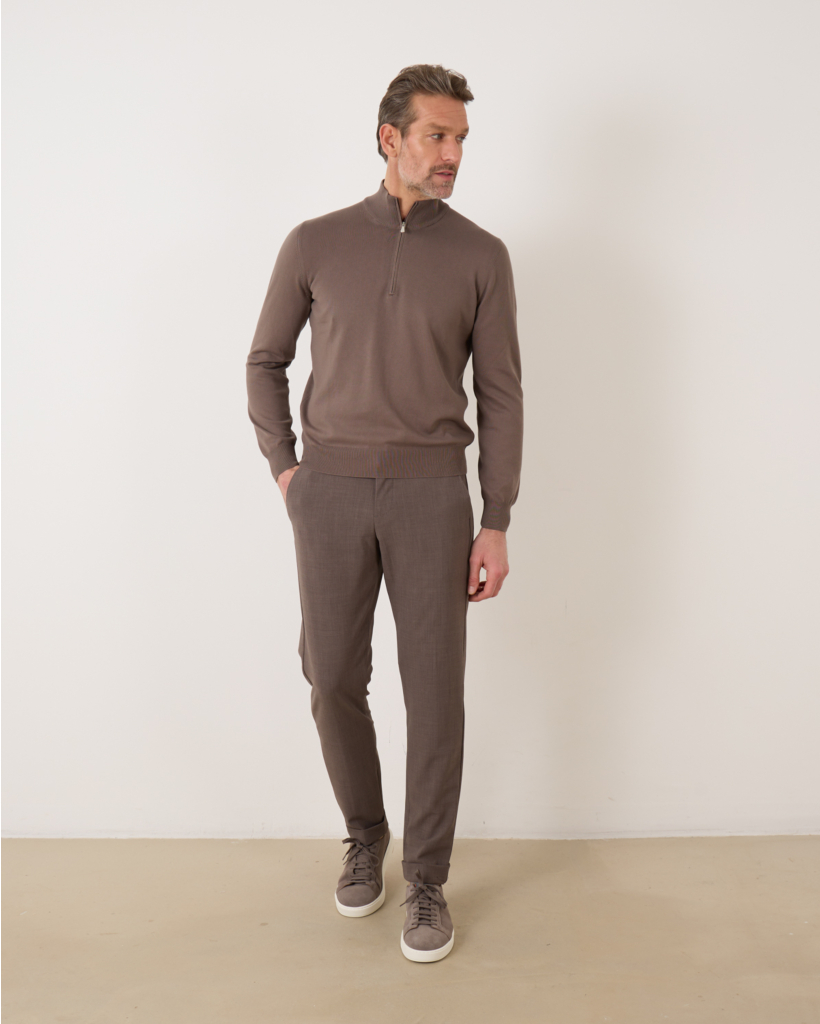 Pullover Vest Zip Taupe