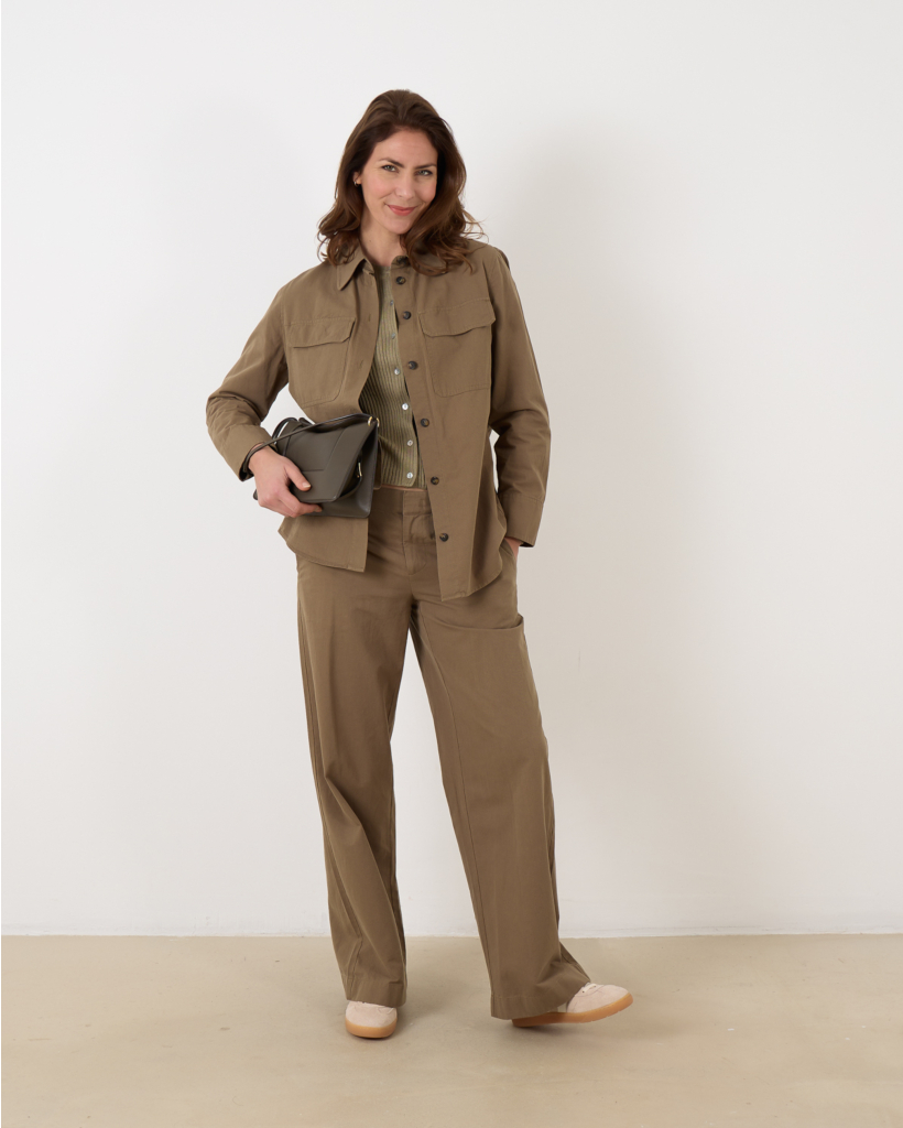 Washed Cotton Shirt Jacket Artichoke