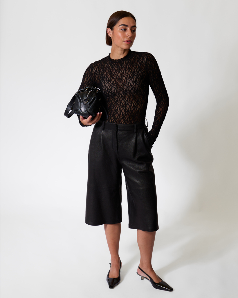 Brany Sheer Lace Long Sleeve Black