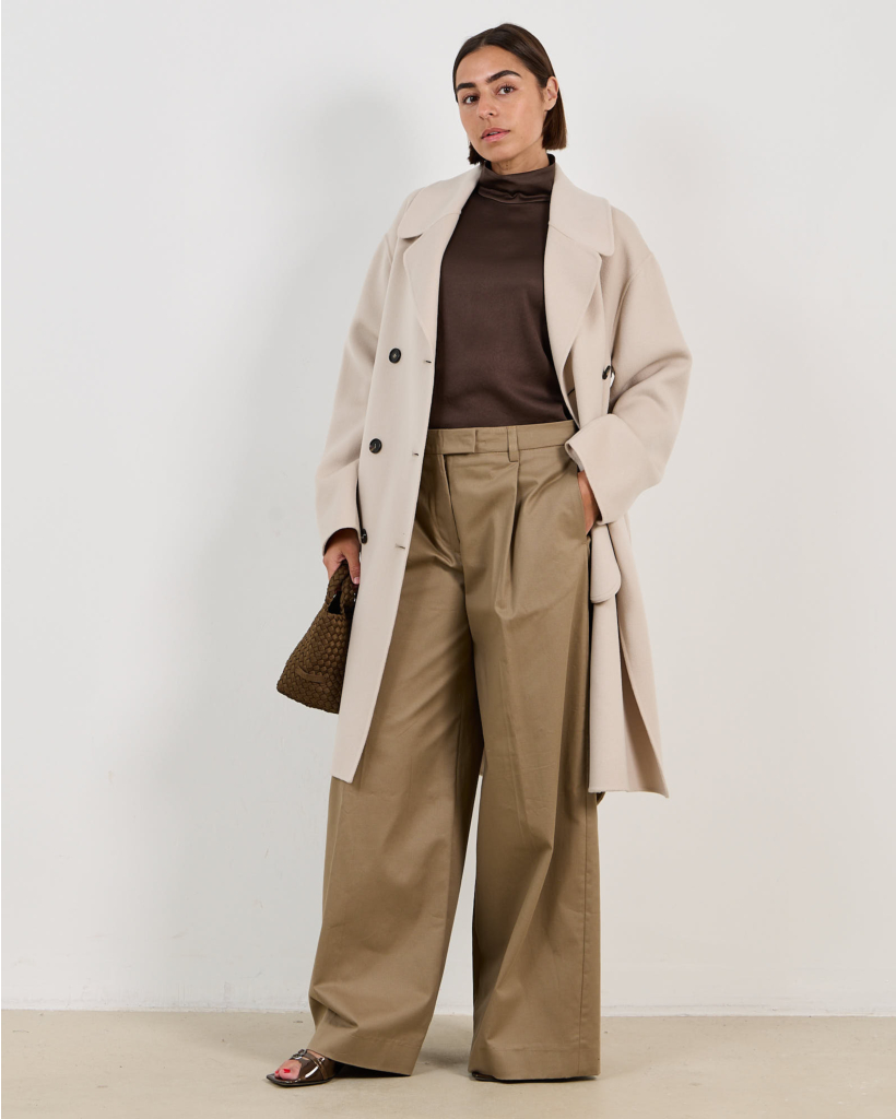 Halira Sleeveless Satin Top with Stand-Up Collar Brown