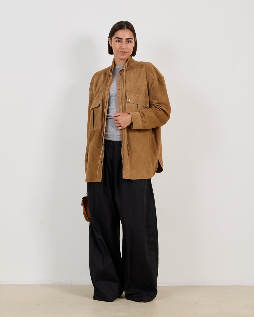 Haya Suede Oversized Blouse Cinnamon