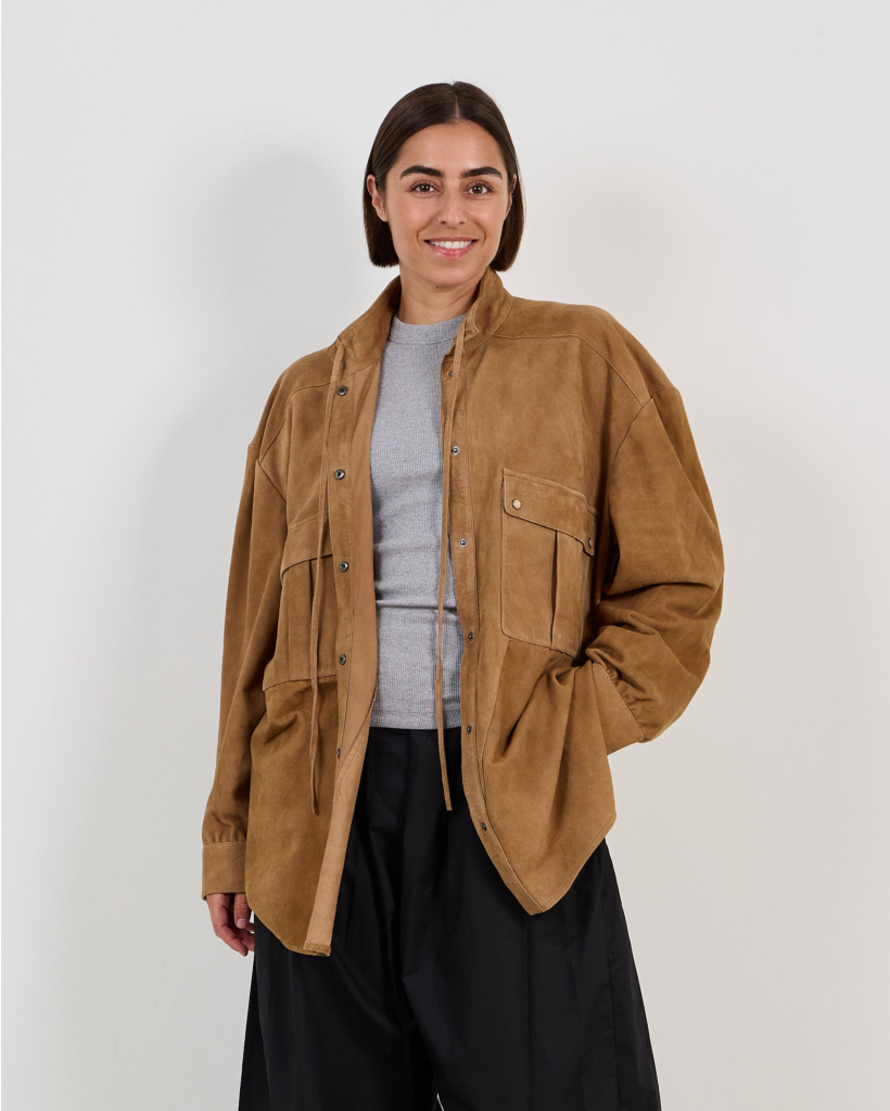 Haya Suede Oversized Blouse Cinnamon