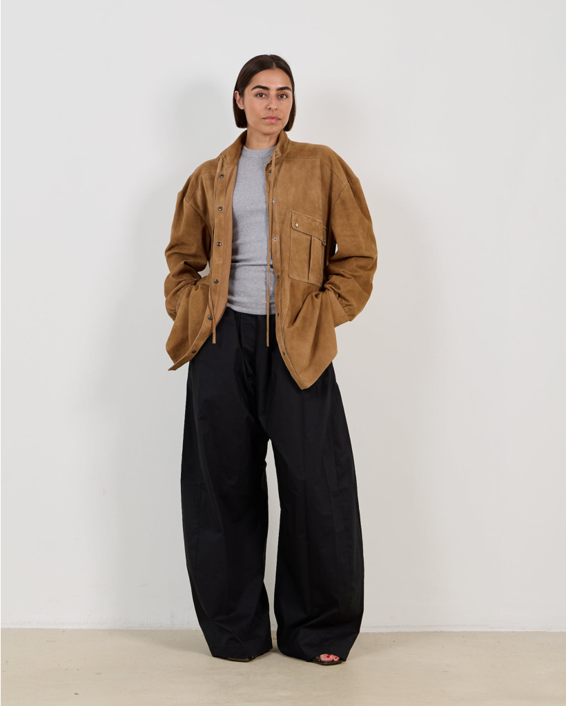 Dora Poplin Relaxed Trousers Black