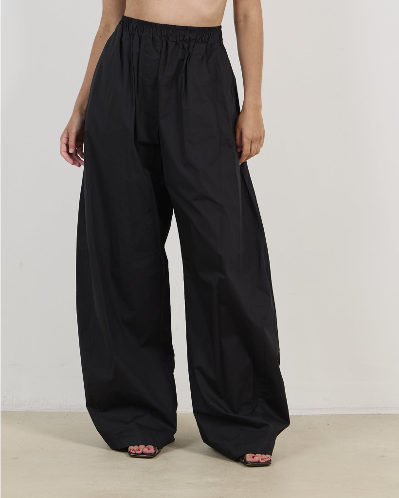 Dora Poplin Relaxed Trousers Black