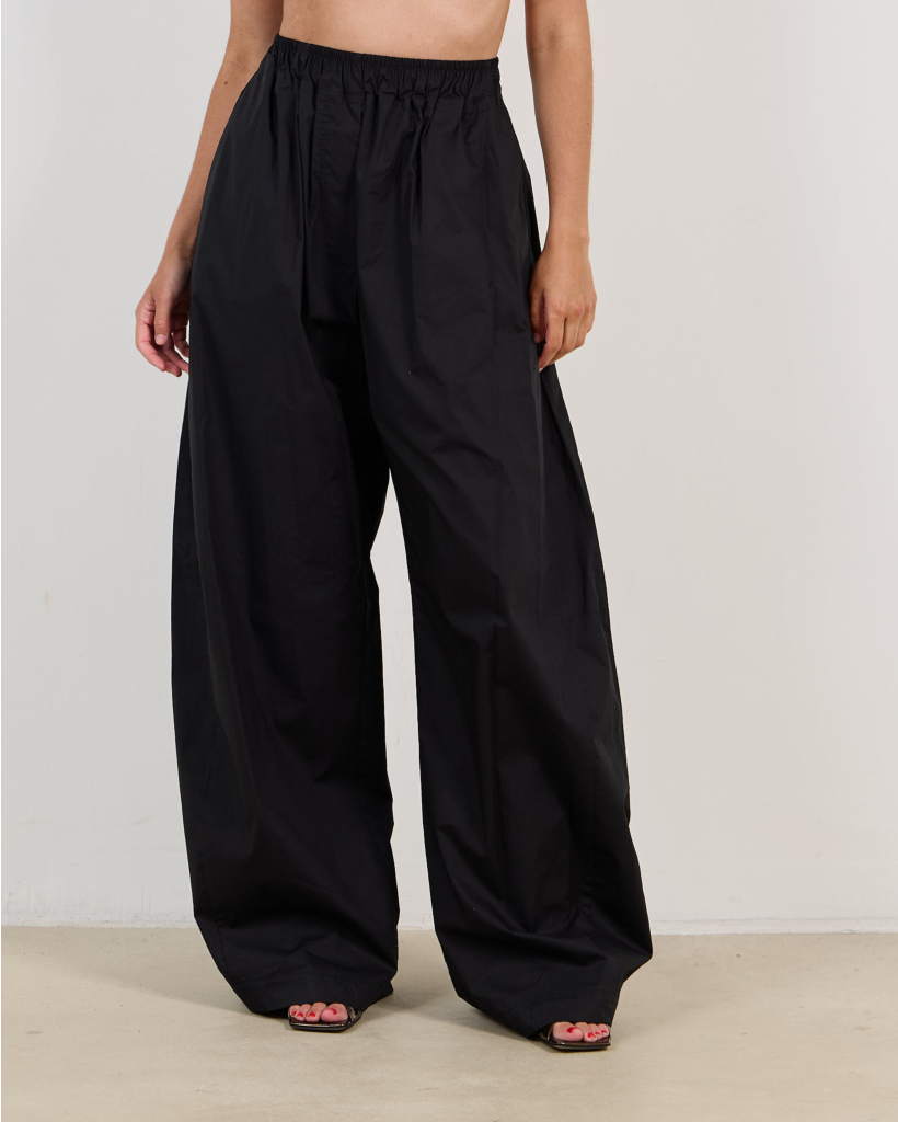 Dora Poplin Relaxed Trousers Black
