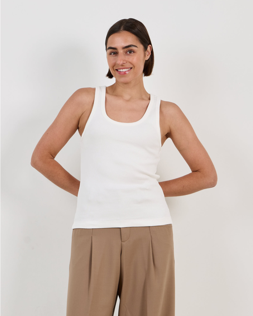 Ribbed Tank Top Ecru