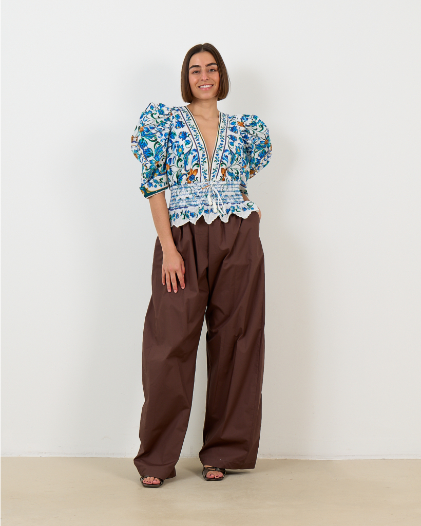 Flora Tile Smocked Blouse