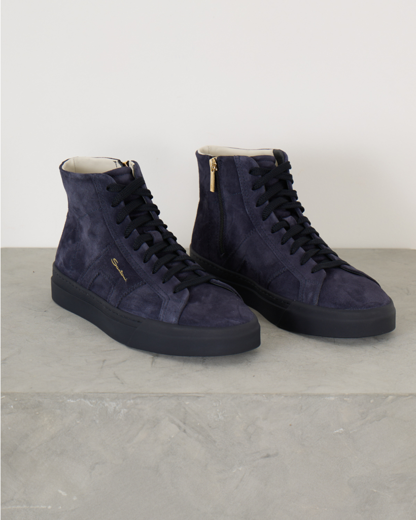 High-Top Double Buckle Sneaker Navy