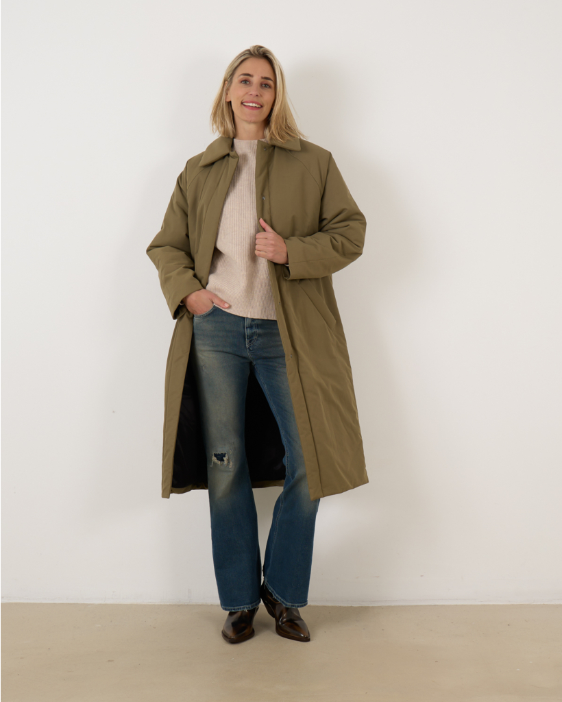 Padded Trench Coat Taupe