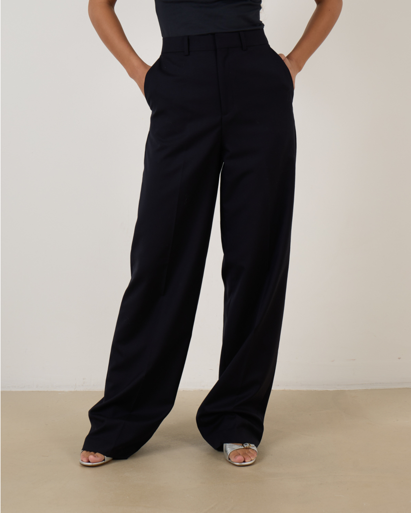 Dark Navy Wide-Leg Trousers