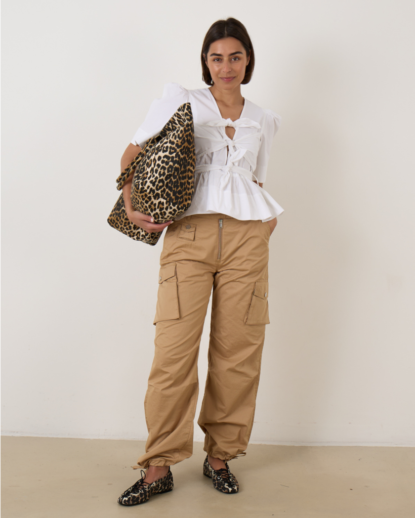 Camel Washed Cotton Twill Trousers