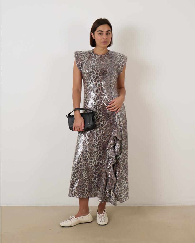 Leopard Glitter Maxi Dress