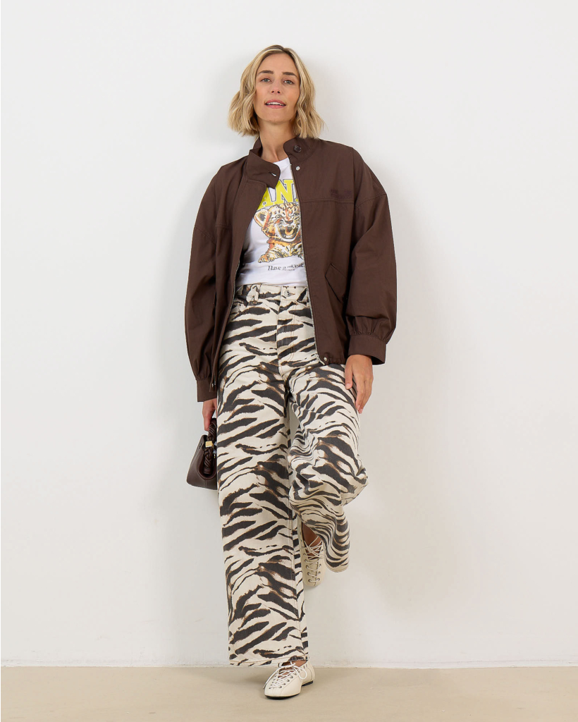 Jeans with zebra print in Egret