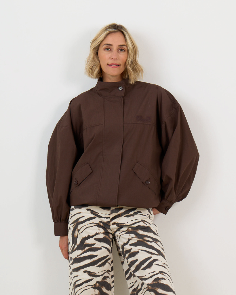 Batina collared jacket in Hot Fudge