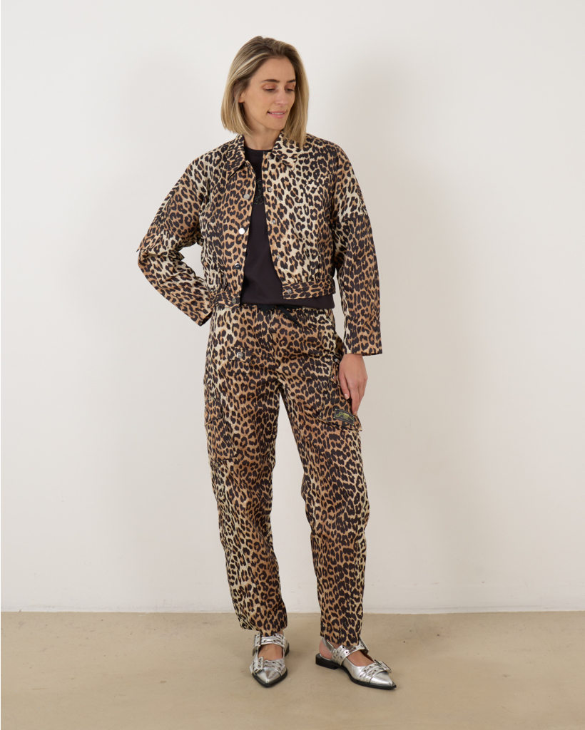 Leopard Duchesse Nylon Cargo Trousers