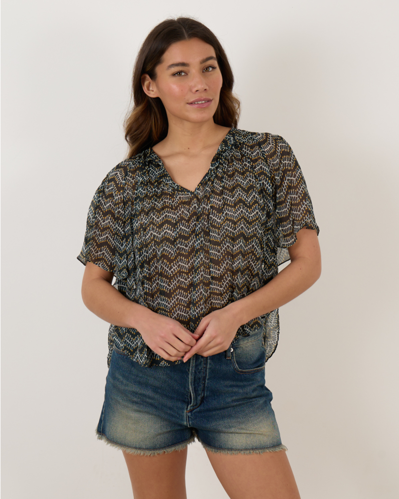 Neslya Blouse Faded Black Print