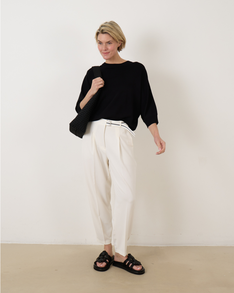 Elaine Pleat Pantalon Ecru