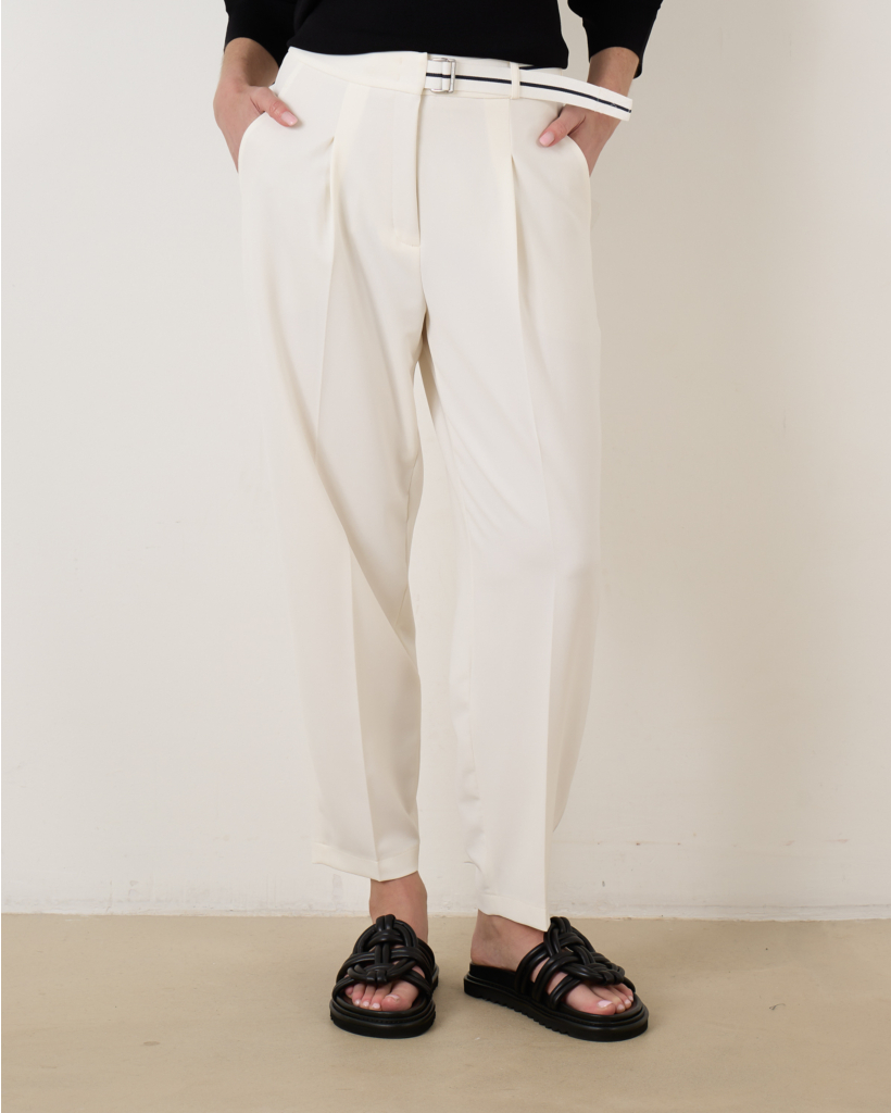 Elaine Pleat Pantalon Ecru