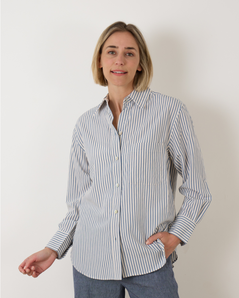 Furrow Stripe Button-Front Shirt