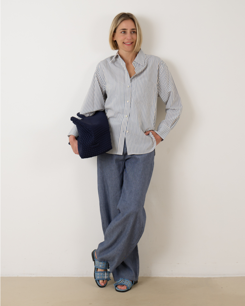 Furrow Stripe Button-Front Shirt