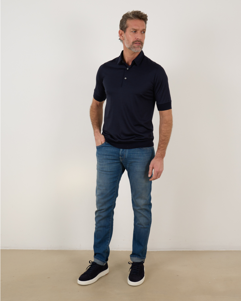 Luca Polo Navy Melange