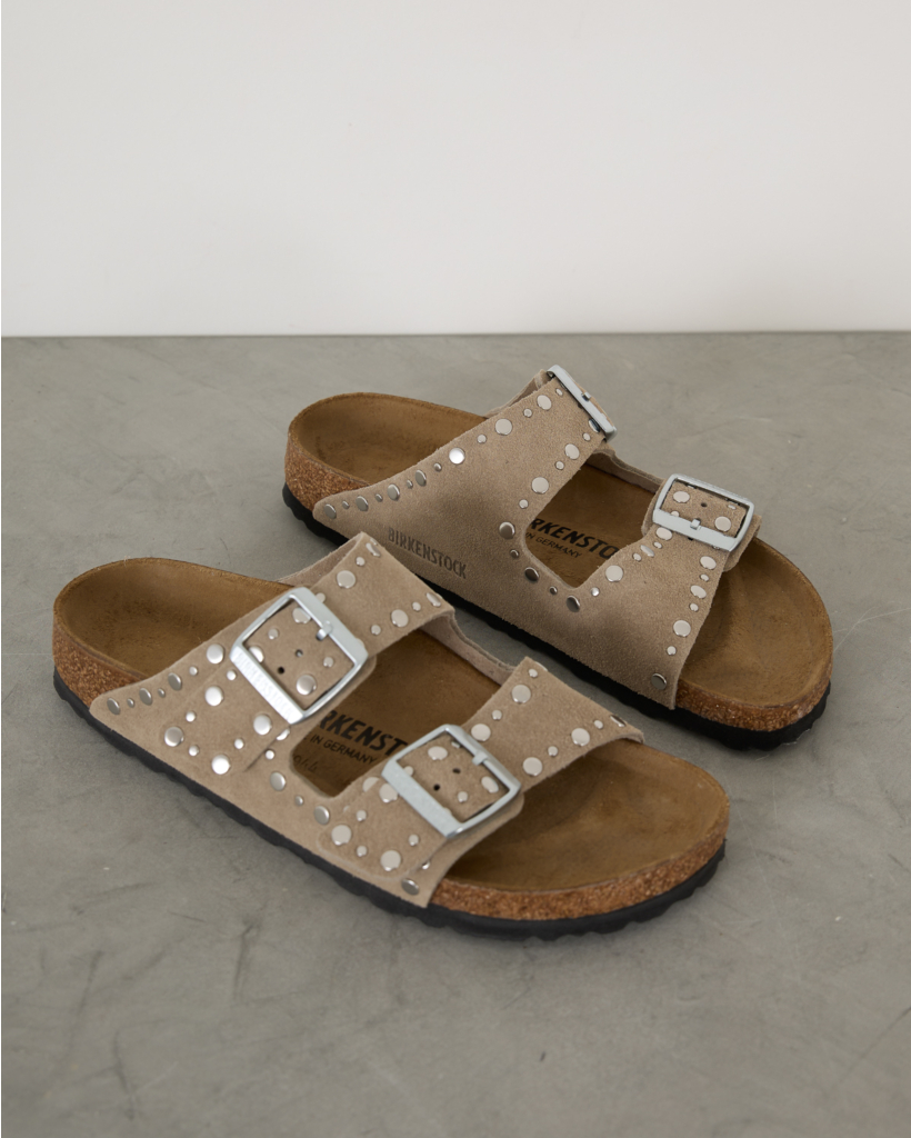 Arizona Rivet Taupe Sandals