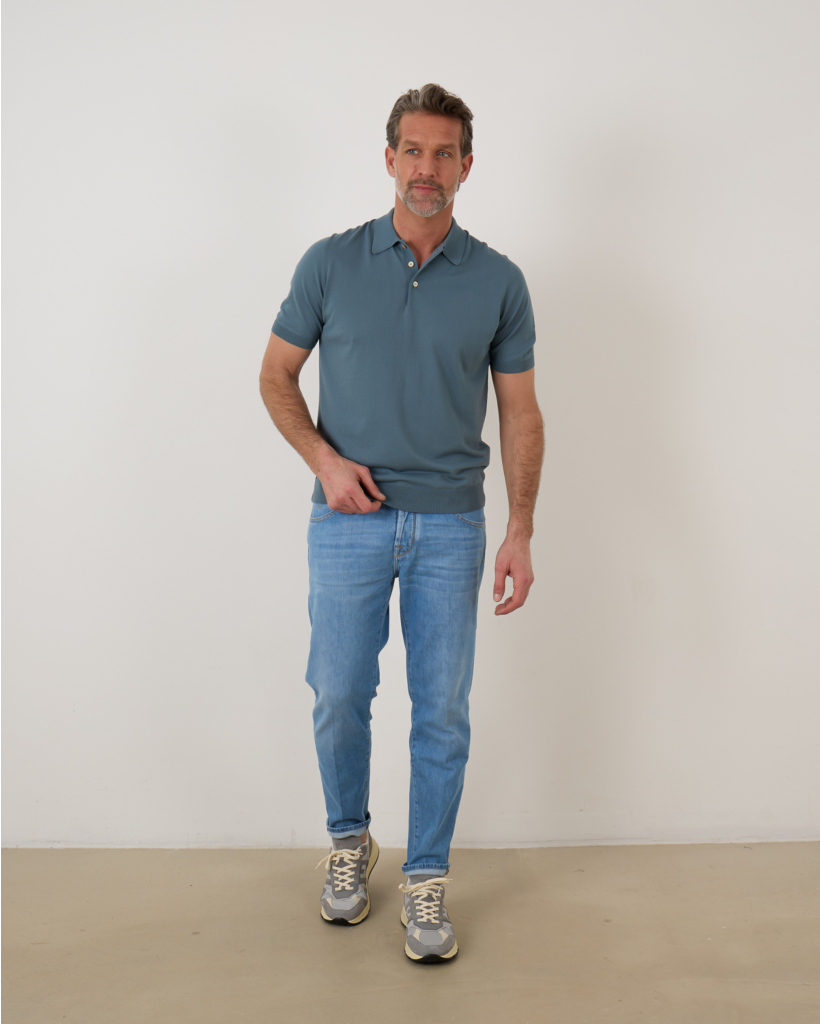 Fine Knit Polo Green