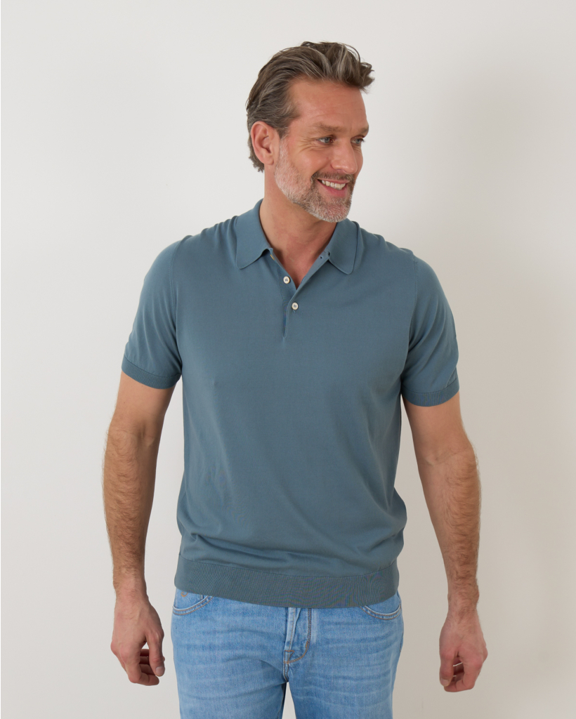 Fine Knit Polo Green