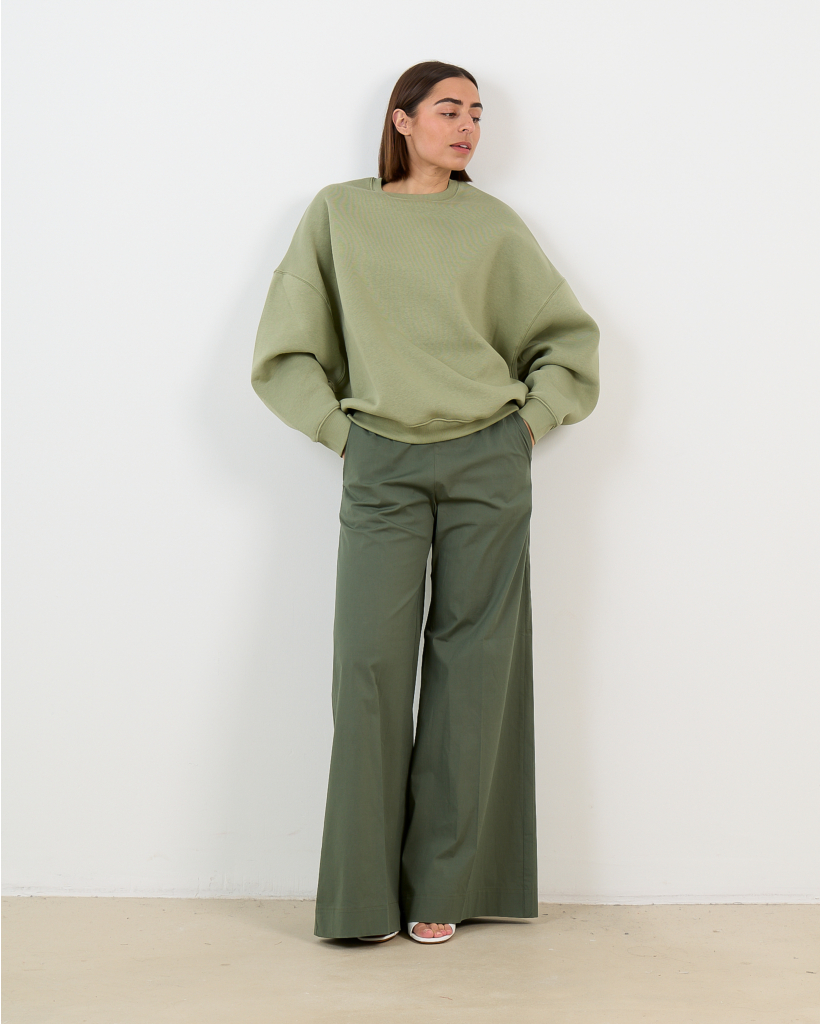 Super Woody Poplin Trousers Khaki Green
