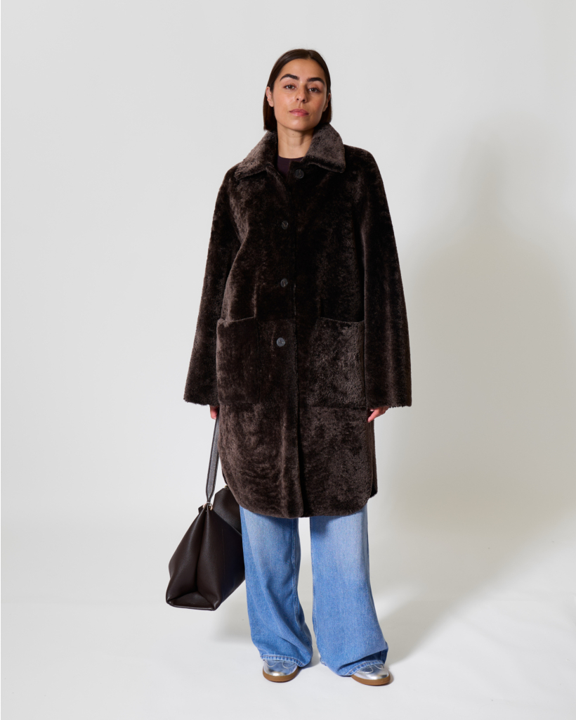 Zoey merinillo Alba Nappa Coat Coffee Bean
