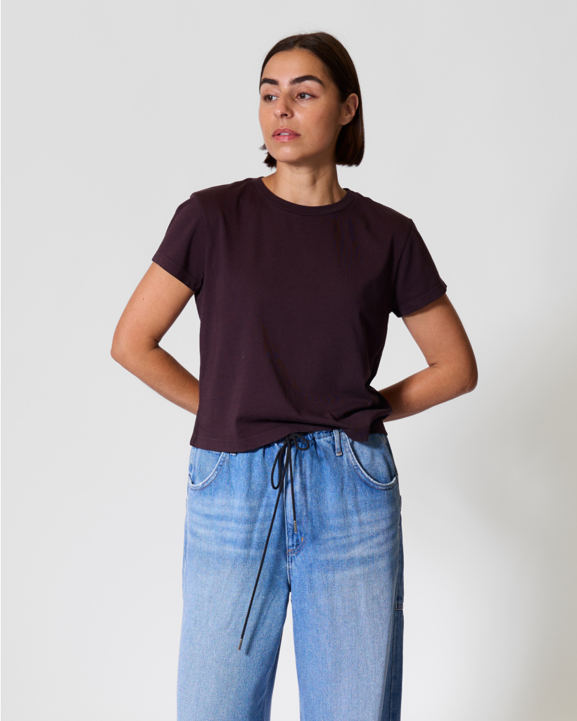 Adine Shrunken Cotton T-shirt Eggplant