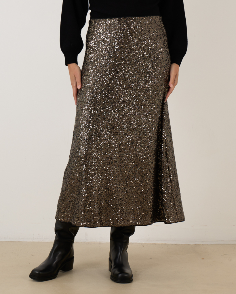 Midi Skirt Anthracite With Glitters