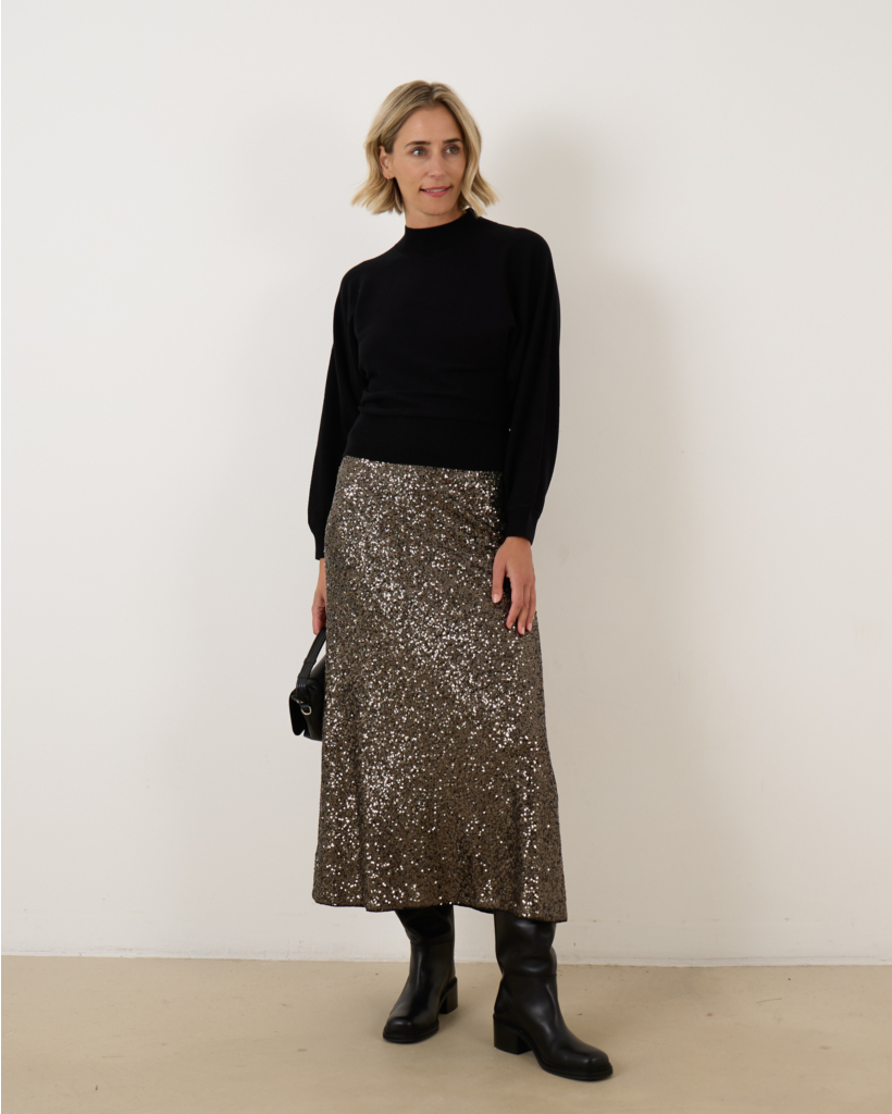 Midi Skirt Anthracite With Glitters