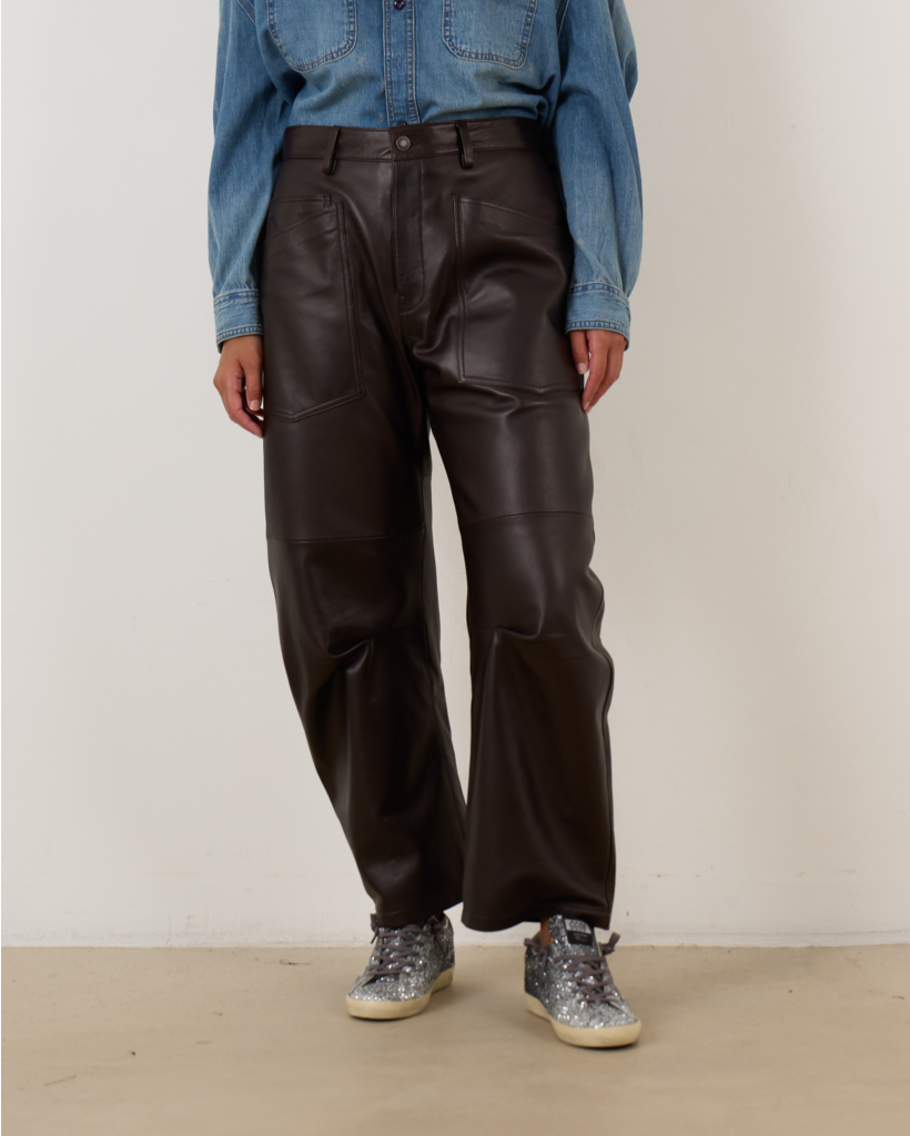 Shon Leather Pants Brown