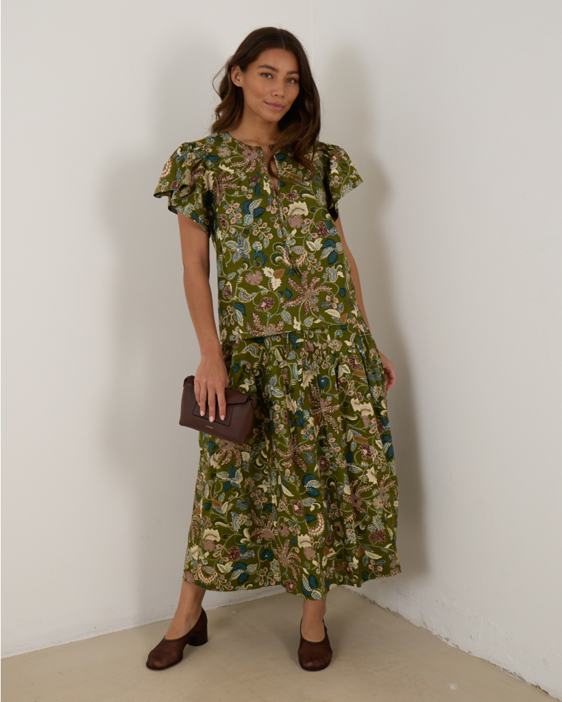 Perline Flutter Sleeve Blouse Lichen