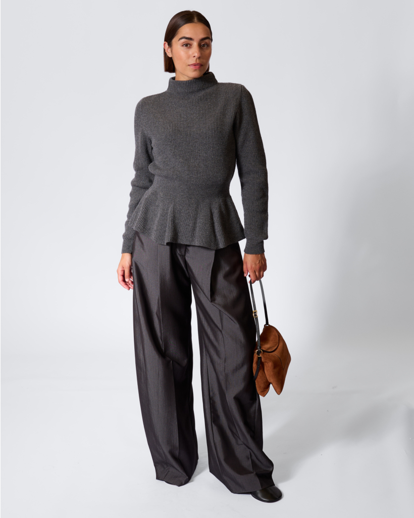 Ortega Wool Peplum Knit Anthracite