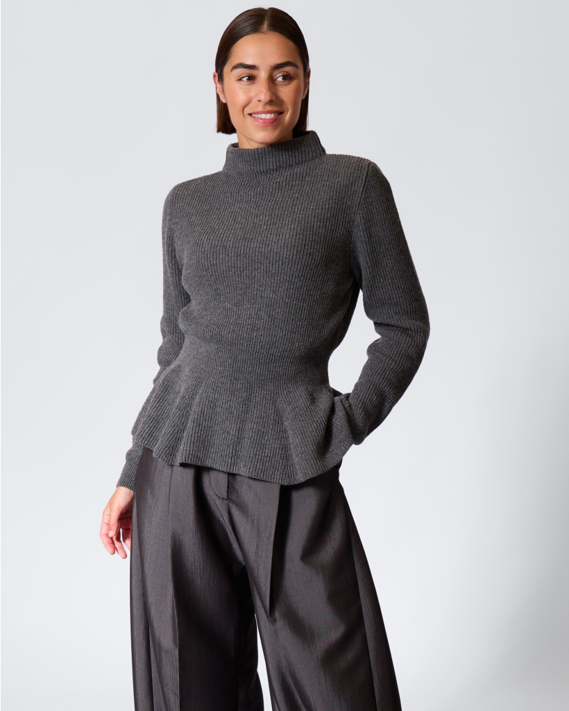 Ortega Wool Peplum Knit Anthracite