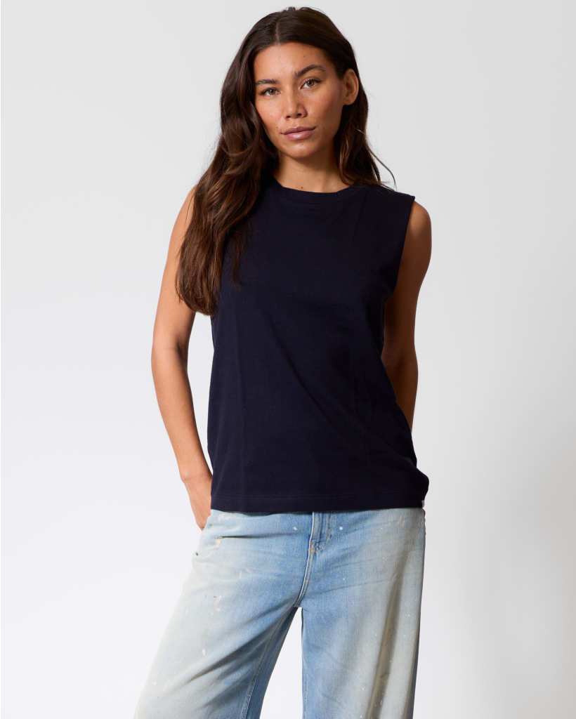 Muscle Cashmere-Blend Sleeveless Knit - Navy